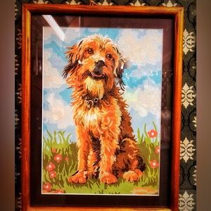 Adorable dog Paint By Number, framed and matted. Ready to hang…14.5” by 11.5 “